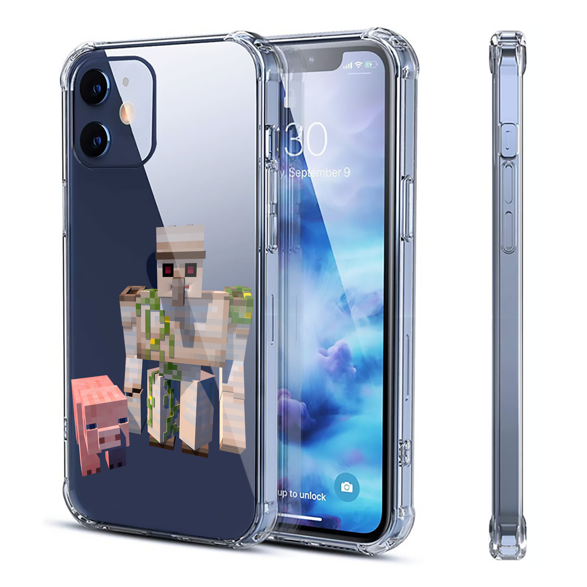 （画像用） マインクラフト ブロックの世界 Minecraft MC Block world 【iPhone 12シリーズ対応】透明スマホケース（クリアソフトケース）